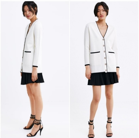 Zara long cardigan w/ faux pearl buttons - Picture 2 of 8